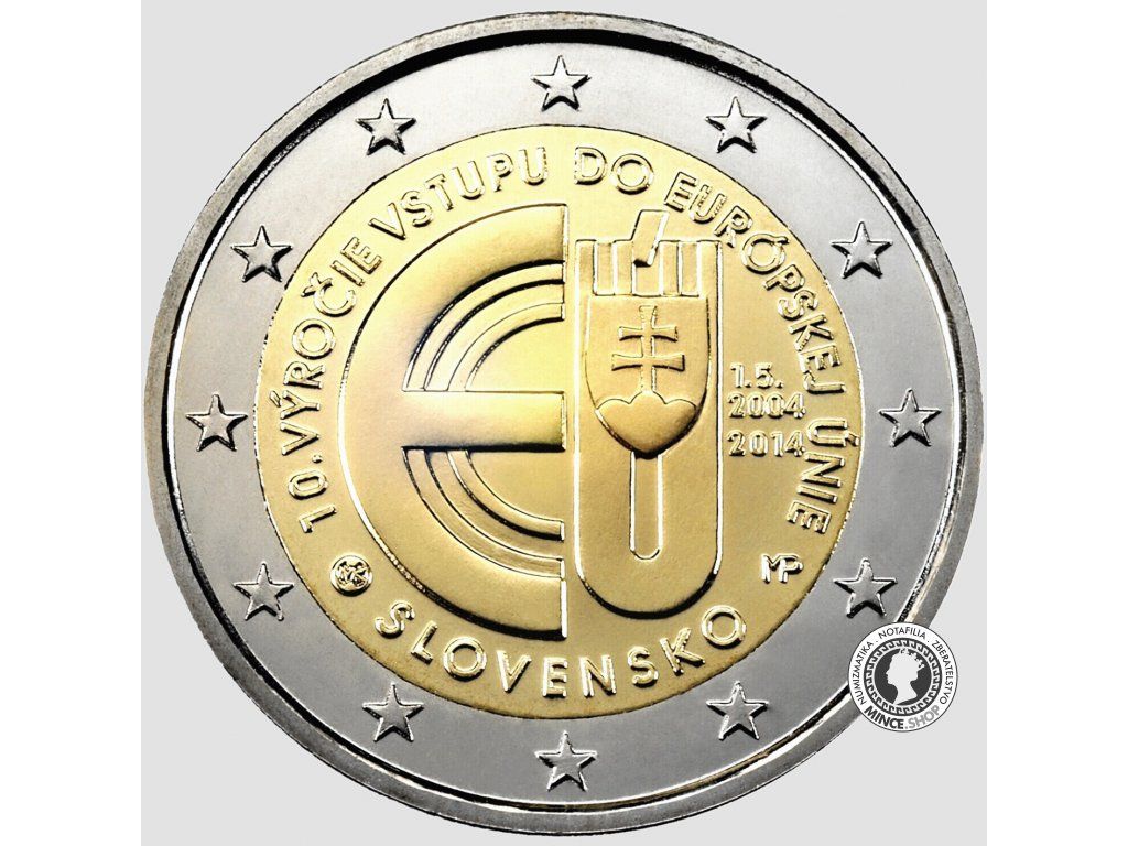 Slovensko UNC 2 euro 2014 - Vstup Slovenska do EÚ - 10.výročie (v bubline)