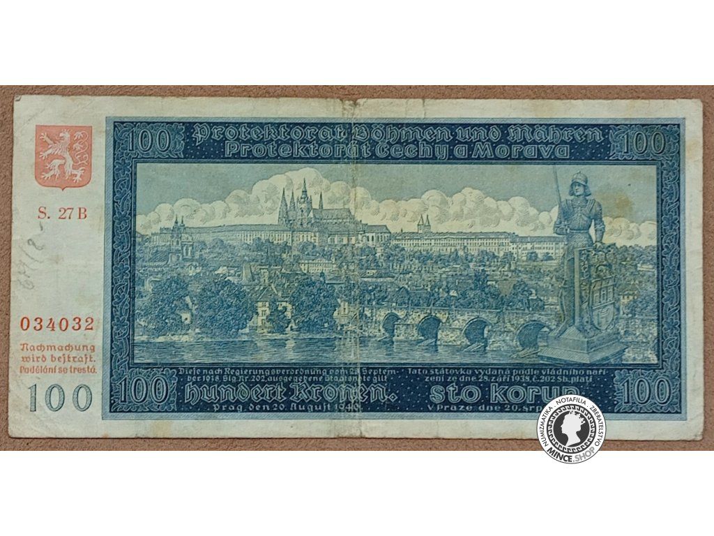 100 Koruna - 1940 - Protektorát Čechy a Morava