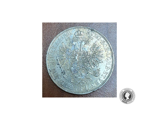Strieborná minca 1 zlatník / florin, 1861 Franc Joseph I. Rakúsko - Mincovňa "A" - Viedeň