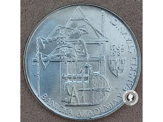 Strieborná minca 100kcs / 1987 - Banícka Akadémia Banská Štiavnica  - kvalita BK 0/0