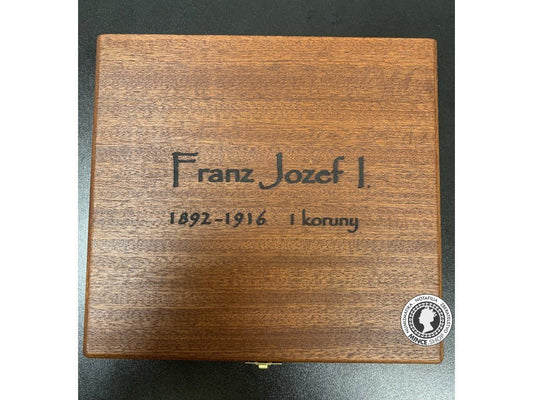 Drevená kazeta na 1 koruny 1892 - 1916 Franz Jozef I.