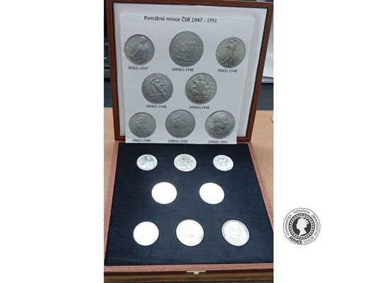 Luxusná drevená kazeta - sada mincí ČSR 1947 - 1951