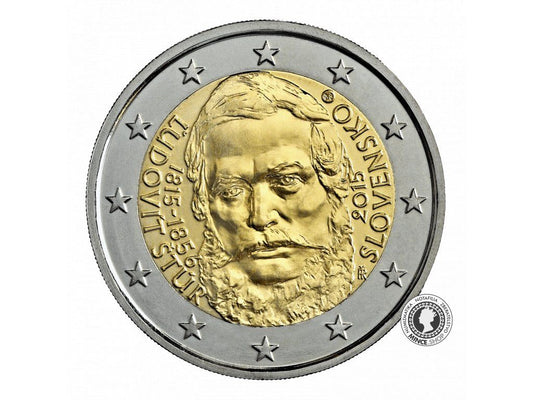 Slovensko UNC 2 euro 2015 - Ľudovít Štúr – 200. výročie narodenia (v bubline)