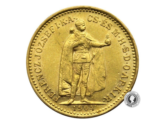 Zlatá minca Desaťkorunáčka Františka Jozefa I. Uhorská razba 1904