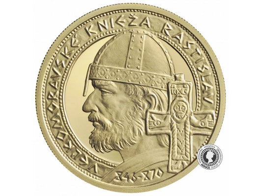 Zlatá minca 100 eur 2014 Veľkomoravské knieža Rastislav