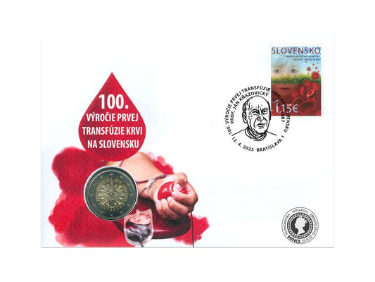 Numizmatická obálka: 100. výročie prvej transfúzie krvi na Slovensku