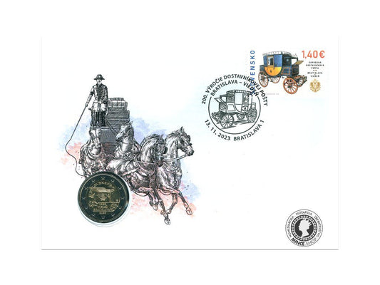 Numizmatická obálka: 200.výročie Expresnej dostavníkovej pošty Bratislava-Viedeň
