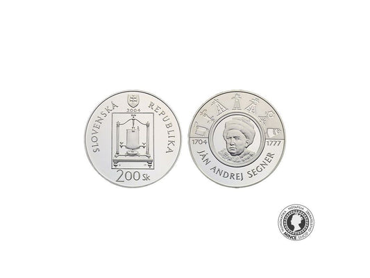Strieborná minca BK - SK 200 / 2004 - Ján Andrej Segner - 300. výročie narodenia