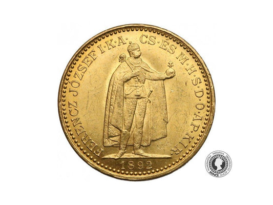 Zlatá minca 20 koruna František Josef I. Uhorská razba 1892 K.B.