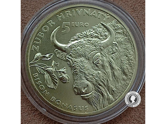 Zberateľská minca 5 eur / 2024  Fauna a flóra na Slovensku – zubor hrivnatý
