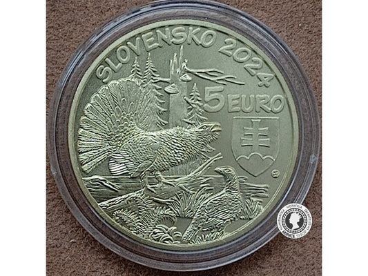 Zberateľská eurominca 5 eur / 2024  Fauna a flóra na Slovensku – hlucháň hôrny