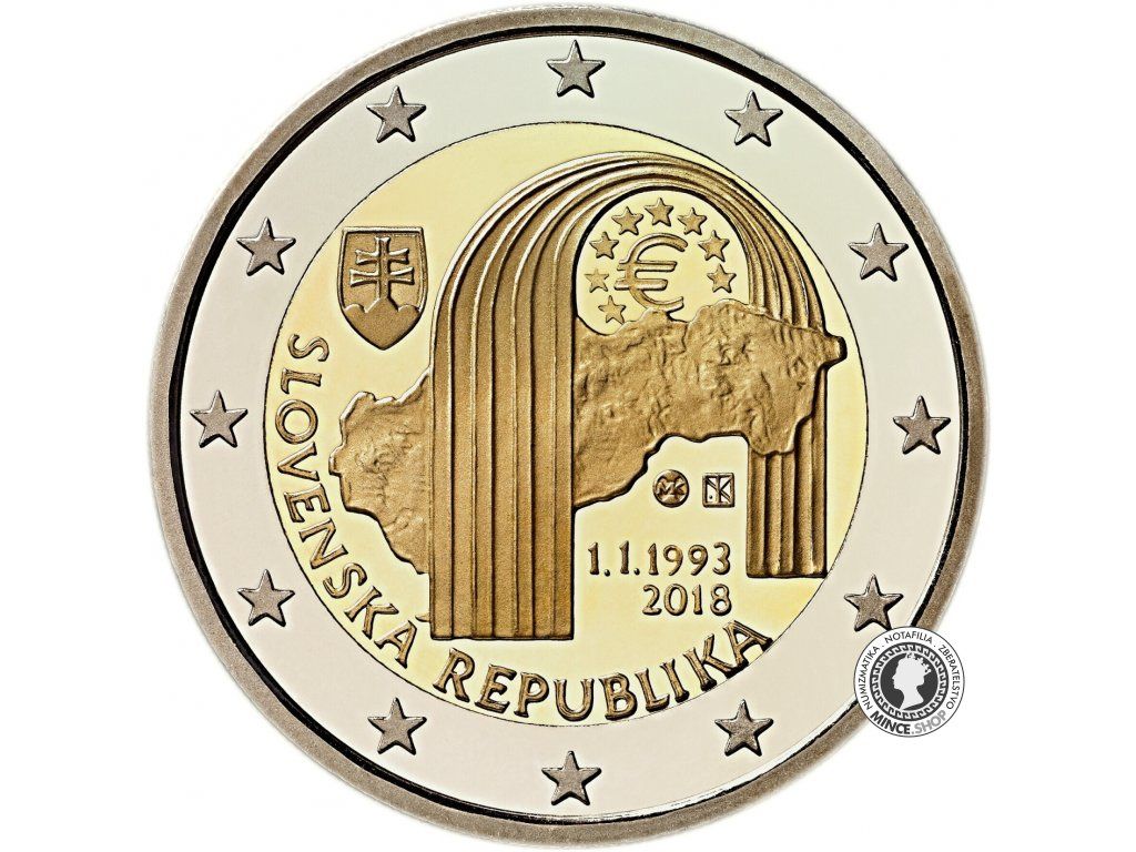 Slovensko UNC 2 euro 2018 - Vznik Slovenska - 25.výročie (v bubline)