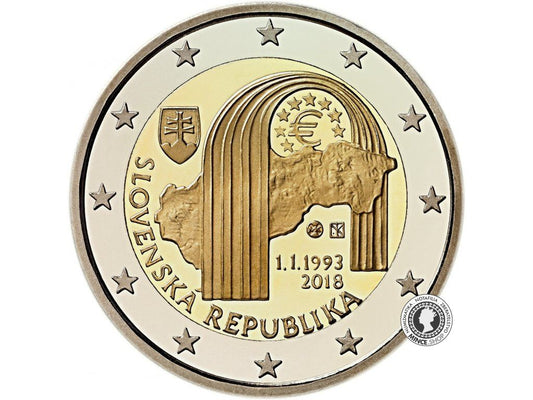 Slovensko UNC 2 euro 2018 - Vznik Slovenska - 25.výročie (v bubline)