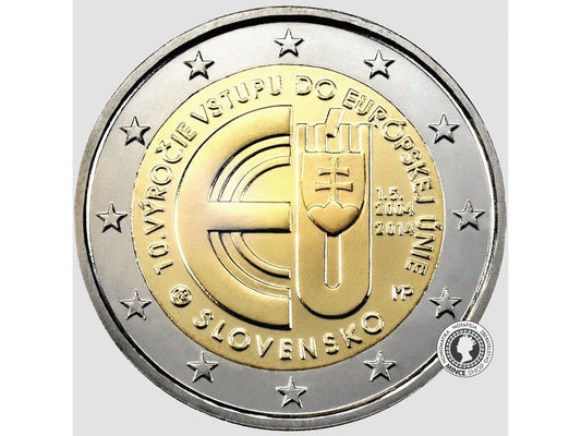 Slovensko UNC 2 euro 2014 - Vstup Slovenska do EÚ - 10.výročie (v bubline)