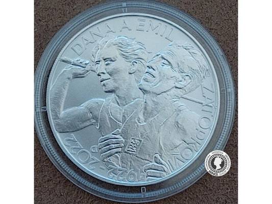 200 Kč - Pamätná strieborná minca - 100.výročie narodenia Dany a Emila Zátopkových - 2022