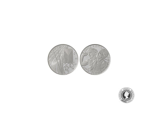 200 Kč - Pamätná strieborná minca - 100.výročie narodenia Dany a Emila Zátopkových - 2022