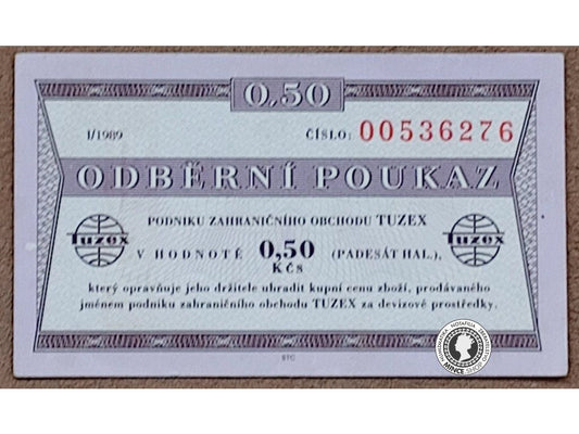50 halierová odberná poukážka - 1989 - ČSSR