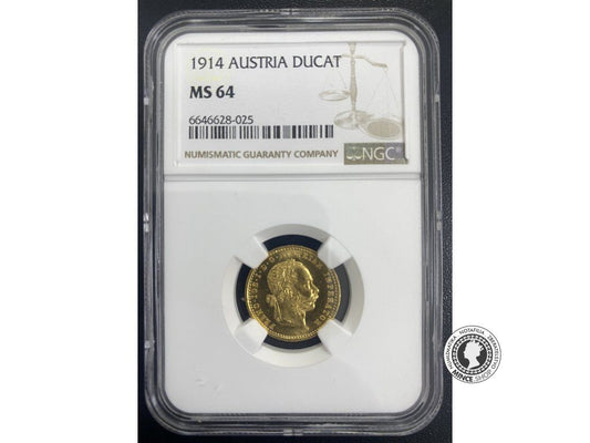 NGC FJI 1914 Austria Dukát MS 64 Franz Jozef I. bz Rakúsko