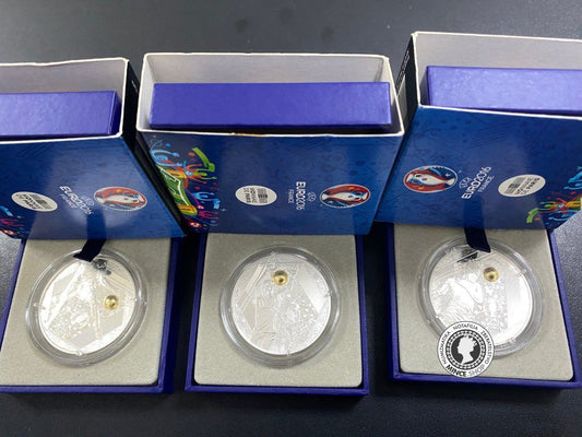 Sada strieborných mincí 10€ Proof EURO UEFA / 2016 - Majstrovstvá Európy vo futbale Francúzsko