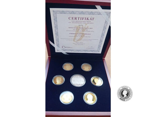 Sada obežných mincí ČNB proof 2018 rok republiky / 2019 rok měny
