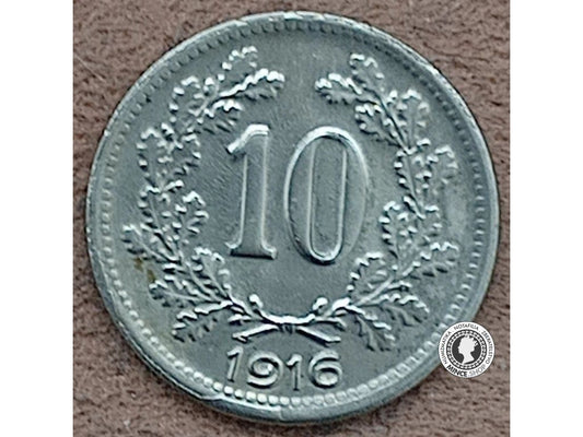 10 halier - Rakúsko-Uhorsko - 1916 - vlajka na štíte