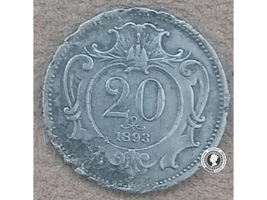 20 halier - Rakúsko-Uhorsko - 1893