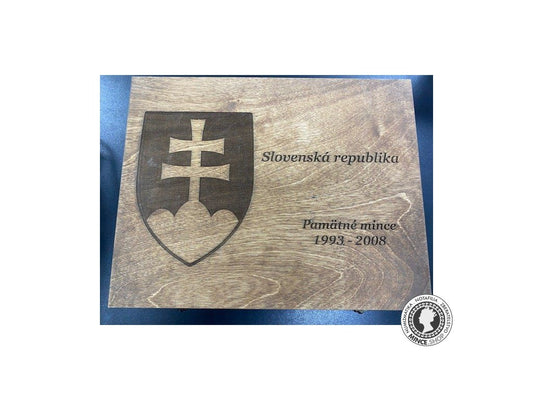 Luxusná drevená kazeta s troma plátami na Slovenské pamätné mince BK 1993-2008