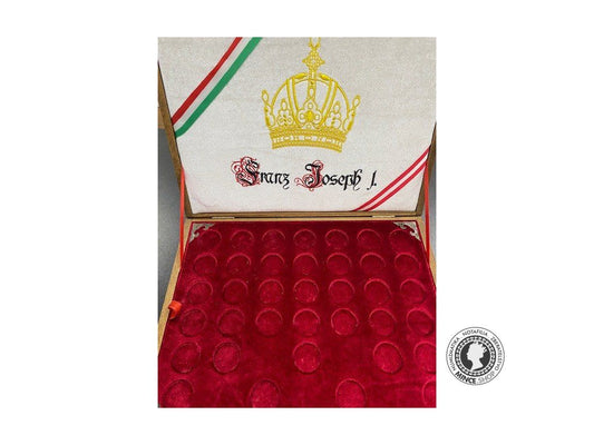 Luxusná drevená kazeta s dvoma plátami na floriny Franz Jozef I.