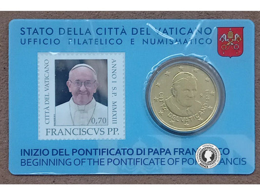 Zberateľská karta 50cent (2013) official coincard - INIZIO DEL PONTIFICATO DI PAPA FRANCESCO - Vatikán