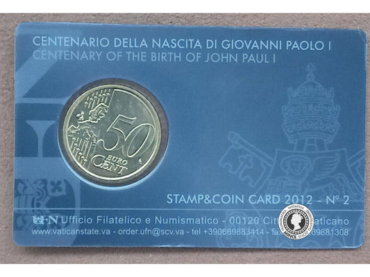 Zberateľská karta 50cent (2012) official coincard - CENTERARIO DELLA NASCITA DI GIOVANNI PAOLO I. - Vatikán