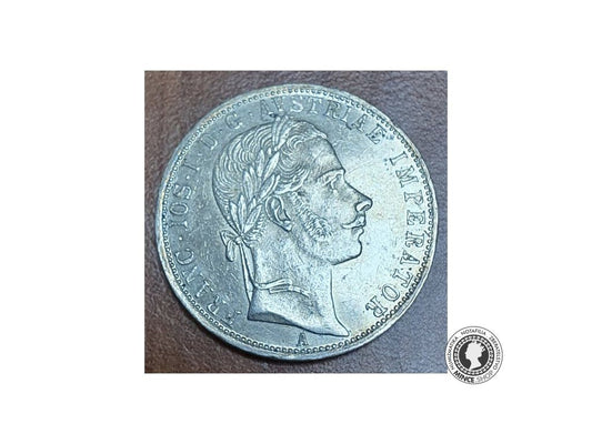 Strieborná minca 1 zlatník / florin, 1861 Franc Joseph I. Rakúsko - Mincovňa "A" - Viedeň