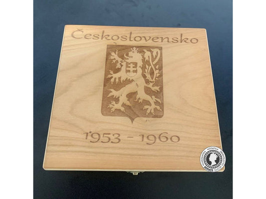 Drevená kazeta na mince Československo 1953-1960
